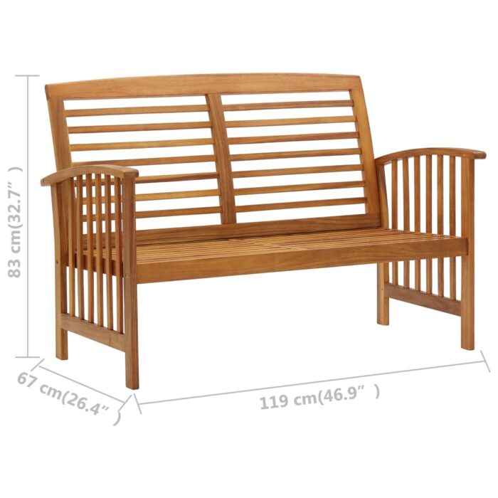 Banc de jardin 119 cm bois d'acacia solide – Image 6