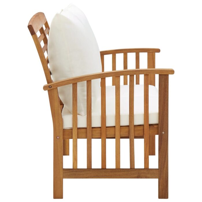 Banc de jardin avec coussins 119 cm Bois solide d'acacia – Image 2