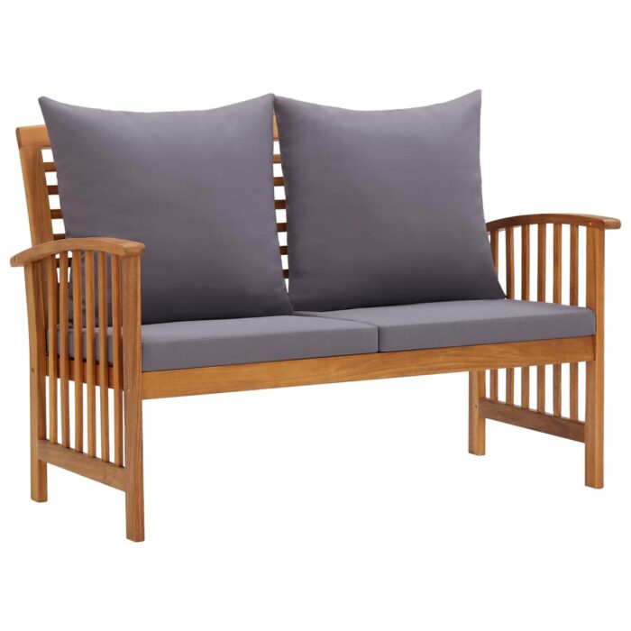 Banc de jardin avec coussins 119 cm Bois solide d'acacia – Image 1