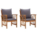 Chaises de jardin avec coussins lot de 2 Bois d'acacia massif