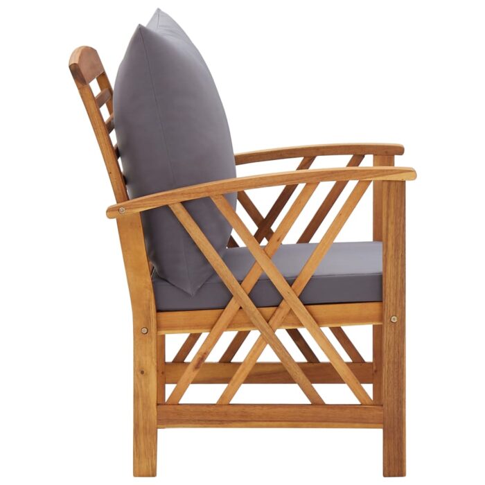 Chaises de jardin avec coussins lot de 2 Bois d'acacia massif – Image 3