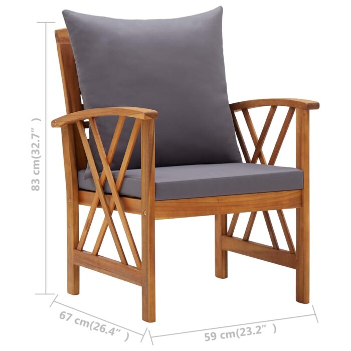 Chaises de jardin avec coussins lot de 2 Bois d'acacia massif – Image 7