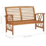 Banc de jardin 119 cm bois d'acacia solide – Image 6
