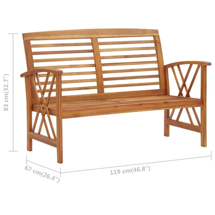Banc de jardin 119 cm bois d'acacia solide – Image 6