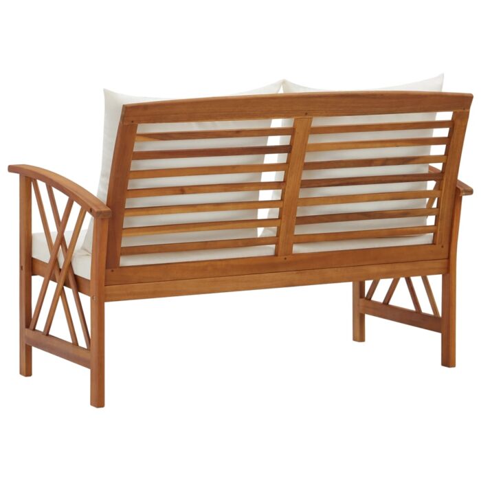 Banc de jardin avec coussins 119 cm Bois solide d'acacia – Image 3