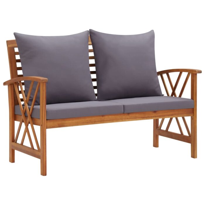 Banc de jardin avec coussins 119 cm Bois solide d'acacia – Image 1