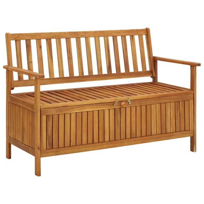 Banc de rangement de jardin 120 cm bois d'acacia solide – Image 1