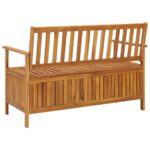 Banc de rangement de jardin 120 cm bois d'acacia solide – Image 3