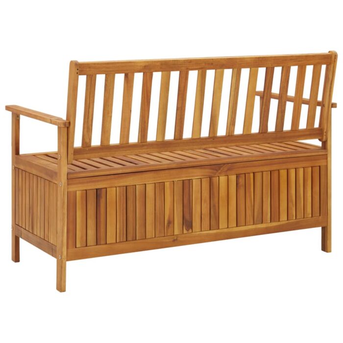 Banc de rangement de jardin 120 cm bois d'acacia solide – Image 3