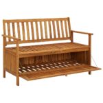 Banc de rangement de jardin 120 cm bois d'acacia solide – Image 4