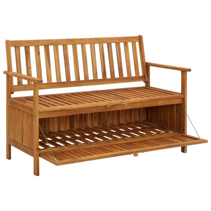 Banc de rangement de jardin 120 cm bois d'acacia solide – Image 4