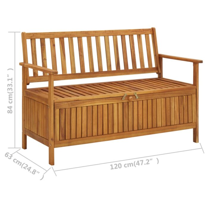 Banc de rangement de jardin 120 cm bois d'acacia solide – Image 7