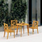 Chaises à manger d'extérieur lot de 3 Bois d'acacia massif