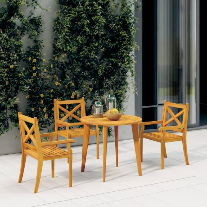 Chaises à manger d'extérieur lot de 3 Bois d'acacia massif – Image 1