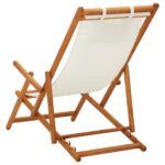 Chaise pliable de plage Bois d'eucalyptus solide et tissu Crème – Image 3