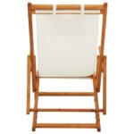 Chaise pliable de plage Bois d'eucalyptus solide et tissu Crème – Image 4