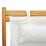 Chaise pliable de plage Bois d'eucalyptus solide et tissu Crème – Image 6