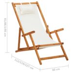Chaise pliable de plage Bois d'eucalyptus solide et tissu Crème – Image 8