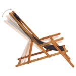 Chaise pliable de plage bois d'eucalyptus solide et tissu noir – Image 2