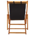 Chaise pliable de plage bois d'eucalyptus solide et tissu noir – Image 4