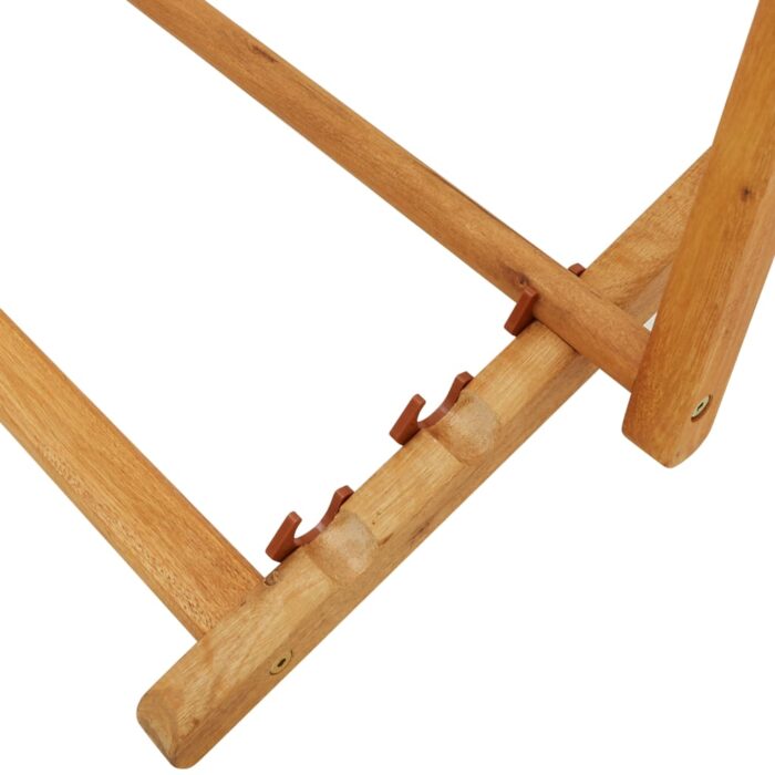 Chaise pliable de plage bois d'eucalyptus solide et tissu noir – Image 7