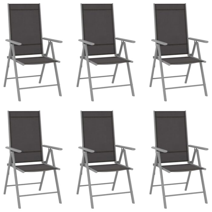 Chaises de jardin pliables lot de 6 Textilène Noir – Image 1