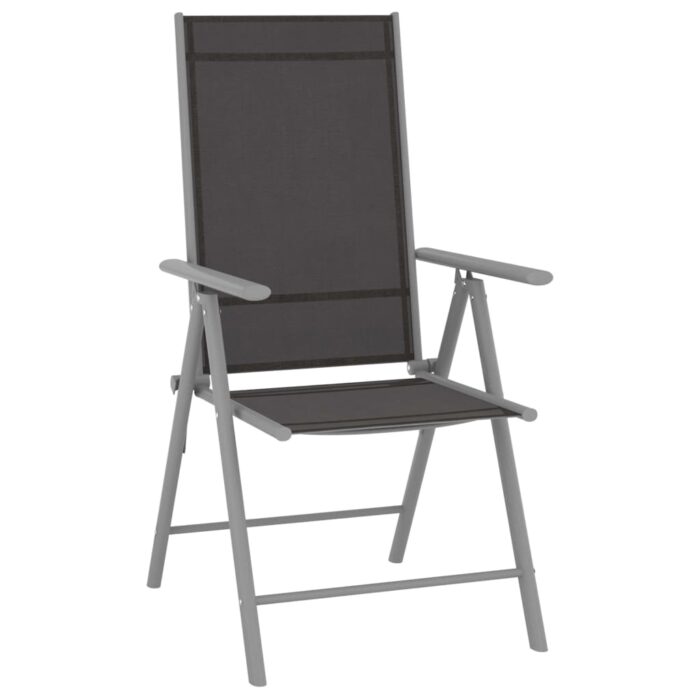 Chaises de jardin pliables lot de 6 Textilène Noir – Image 2
