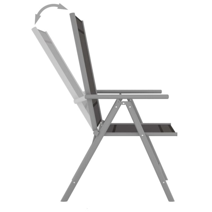 Chaises de jardin pliables lot de 6 Textilène Noir – Image 6