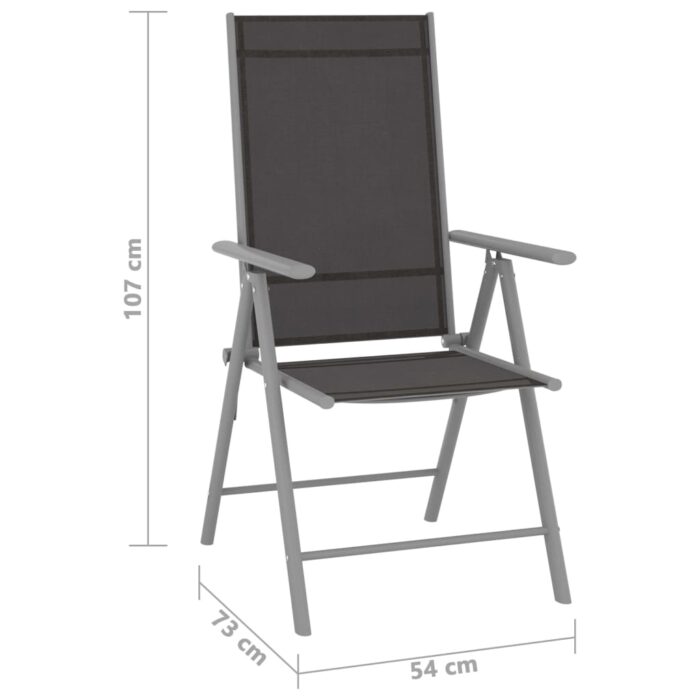 Chaises de jardin pliables lot de 6 Textilène Noir – Image 7