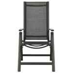 Chaises pliables de jardin lot de 2 Textilène et aluminium Noir – Image 2