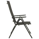 Chaises pliables de jardin lot de 2 Textilène et aluminium Noir – Image 4