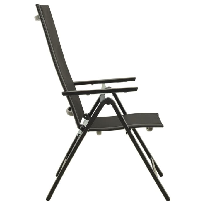 Chaises pliables de jardin lot de 2 Textilène et aluminium Noir – Image 4