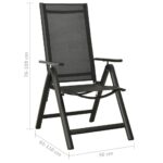 Chaises pliables de jardin lot de 2 Textilène et aluminium Noir – Image 8