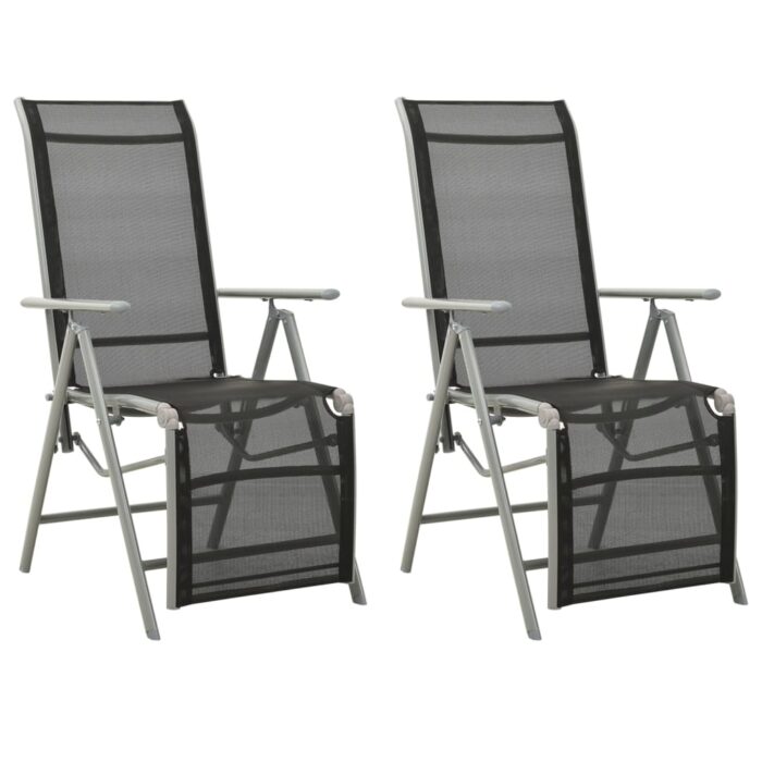 Chaises de jardin lot de 2 Textilène et aluminium Argenté – Image 1