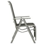 Chaises de jardin lot de 2 Textilène et aluminium Argenté – Image 3