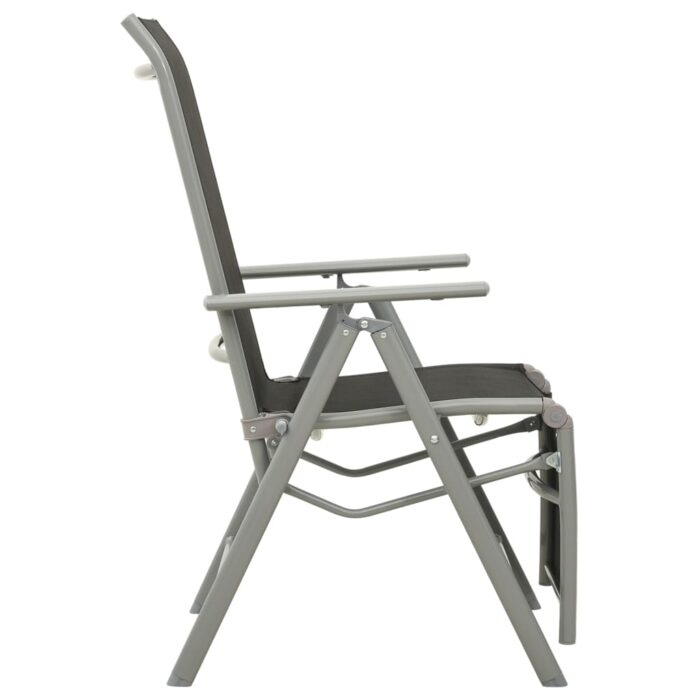 Chaises de jardin lot de 2 Textilène et aluminium Argenté – Image 3