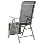 Chaises de jardin lot de 2 Textilène et aluminium Argenté – Image 4