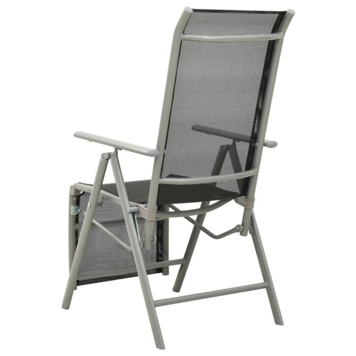 Chaises de jardin lot de 2 Textilène et aluminium Argenté – Image 4
