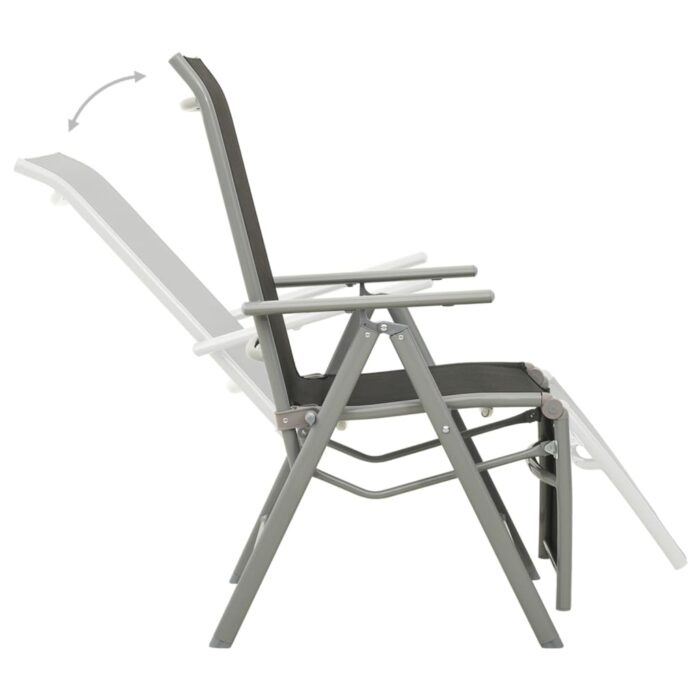 Chaises de jardin lot de 2 Textilène et aluminium Argenté – Image 5
