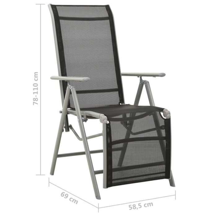 Chaises de jardin lot de 2 Textilène et aluminium Argenté – Image 8