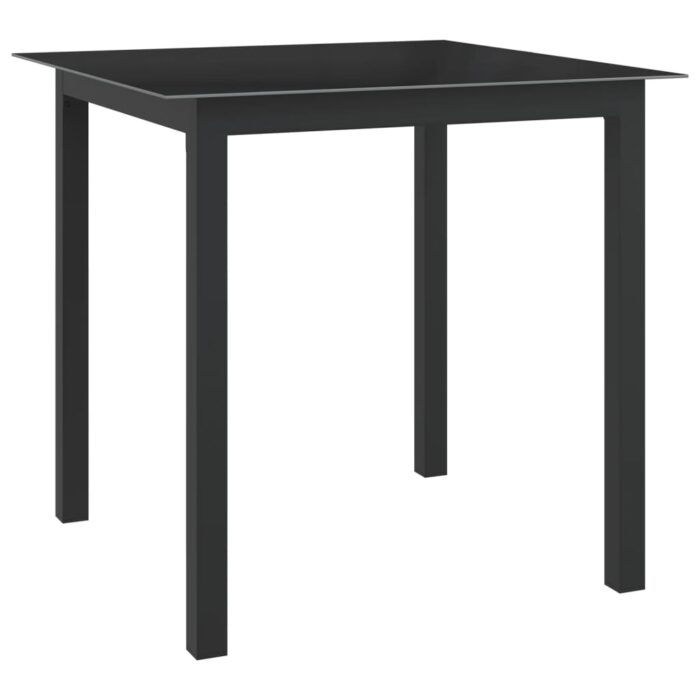 Table de jardin Noir 80x80x74 cm Aluminium et verre – Image 1