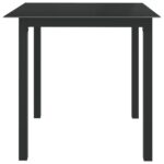 Table de jardin Noir 80x80x74 cm Aluminium et verre – Image 2