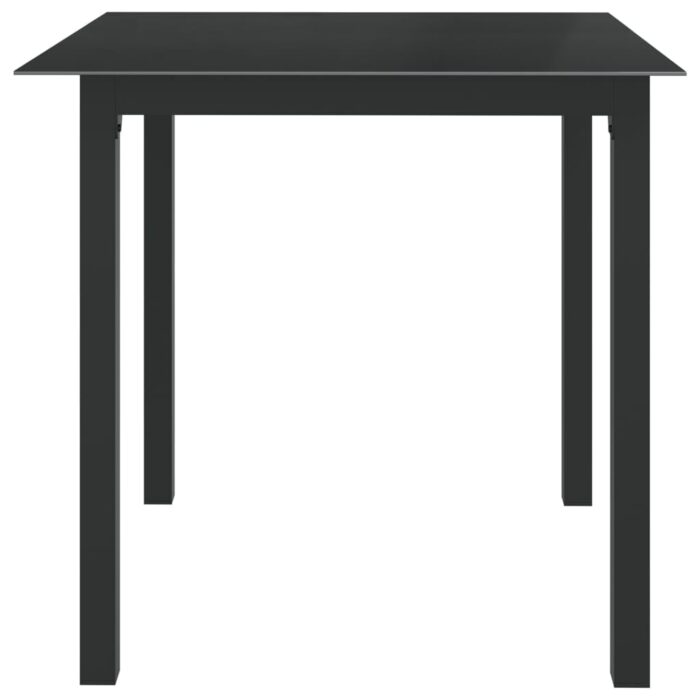 Table de jardin Noir 80x80x74 cm Aluminium et verre – Image 2
