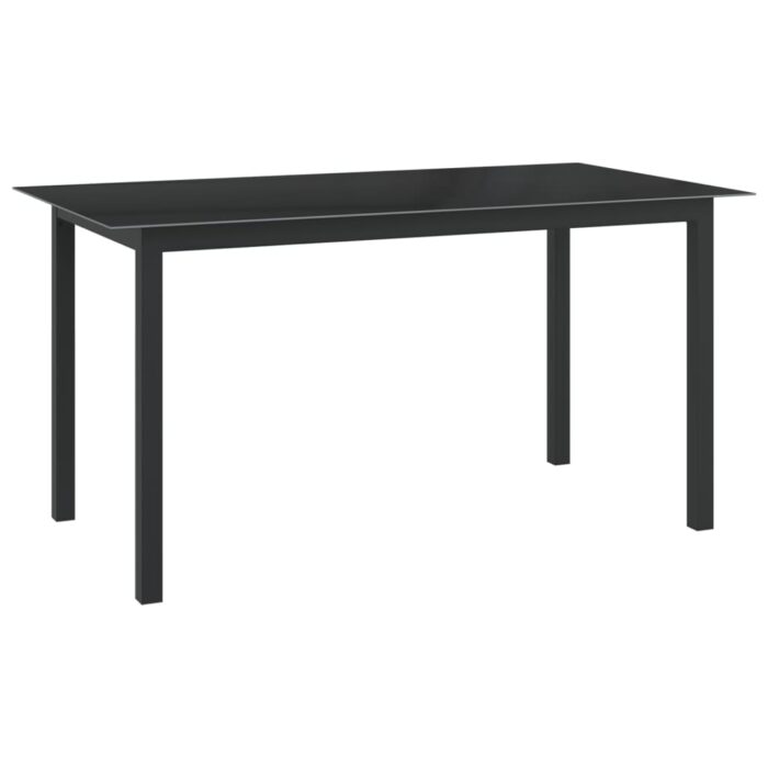 Table de jardin Noir 150x90x74 cm Aluminium et verre – Image 1