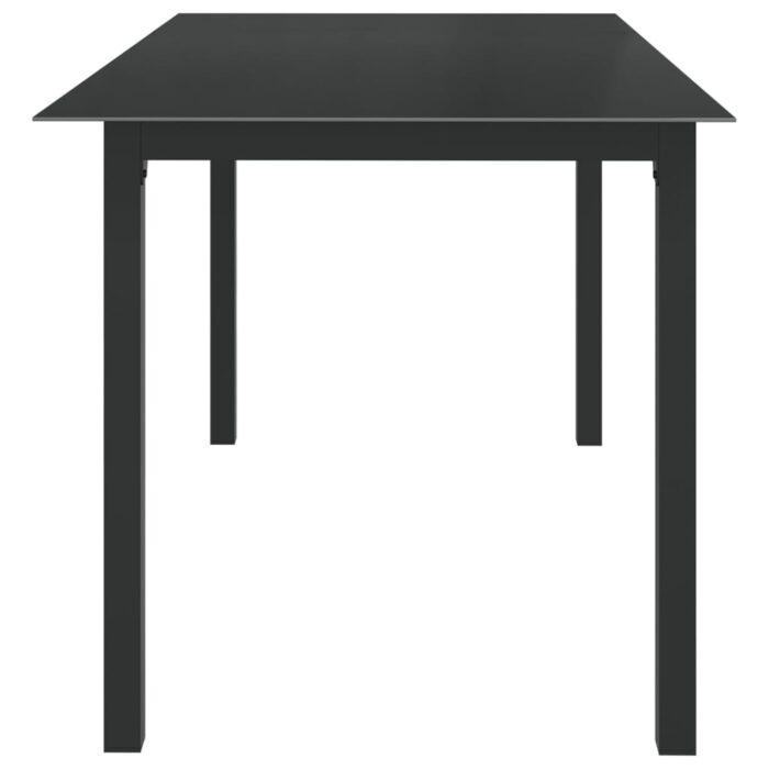 Table de jardin Noir 150x90x74 cm Aluminium et verre – Image 2