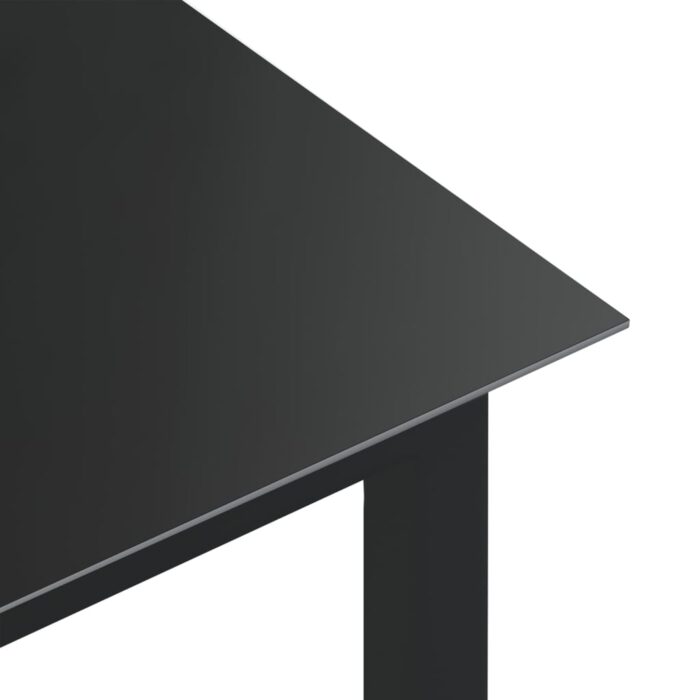 Table de jardin Noir 150x90x74 cm Aluminium et verre – Image 3