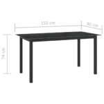 Table de jardin Noir 150x90x74 cm Aluminium et verre – Image 4