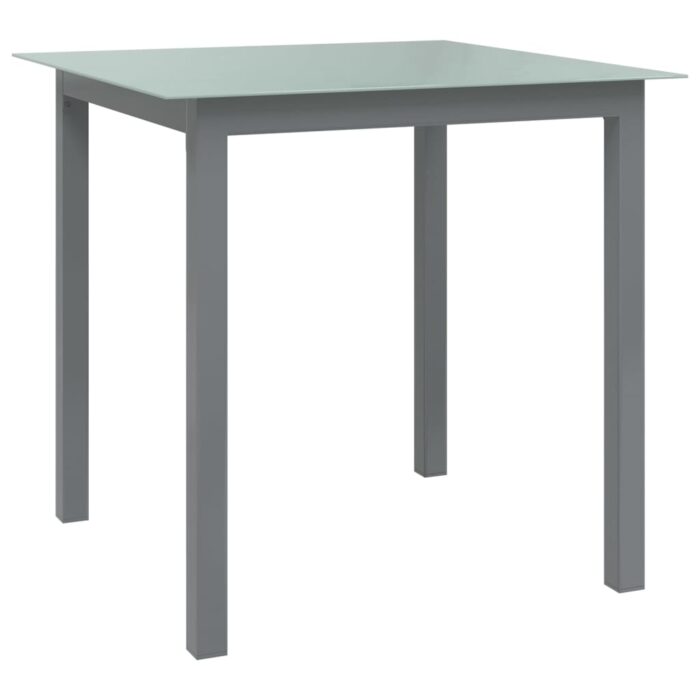Table de jardin Gris clair 80x80x74 cm Aluminium et verre – Image 1