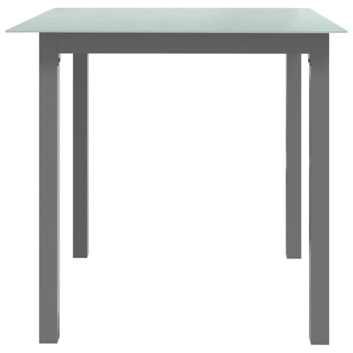Table de jardin Gris clair 80x80x74 cm Aluminium et verre – Image 2