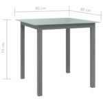 Table de jardin Gris clair 80x80x74 cm Aluminium et verre – Image 4